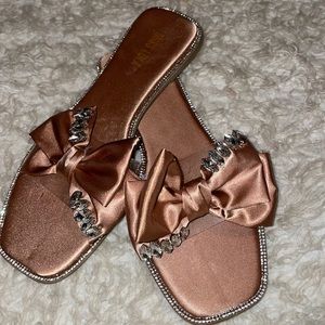 Rhinestone brown sandals